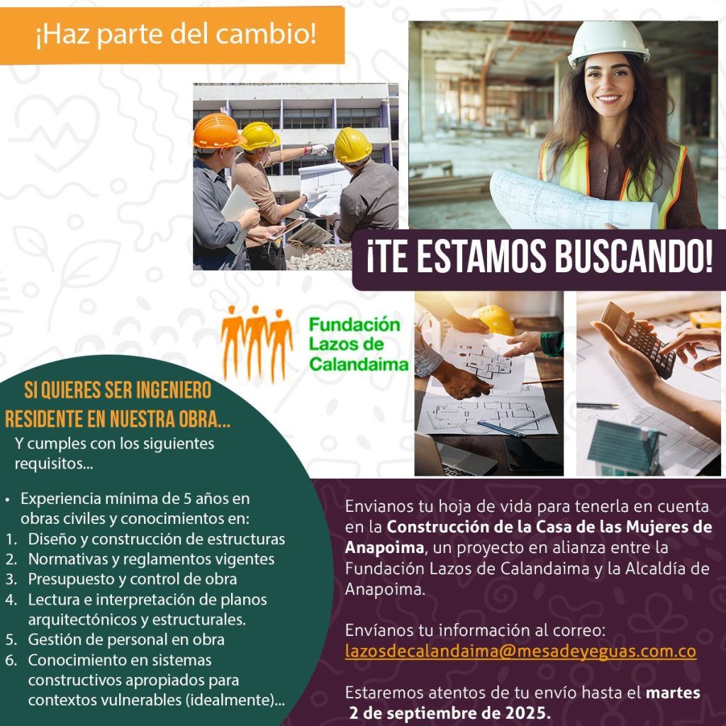 ¡Queremos que trabajes con nosotros! Ingeniero Residente de Obra